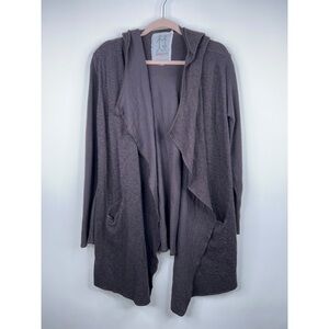 Pete & Greta Brown Open Front Cardigan Sweater Long Sleeve Lagenlook Knit Hooded